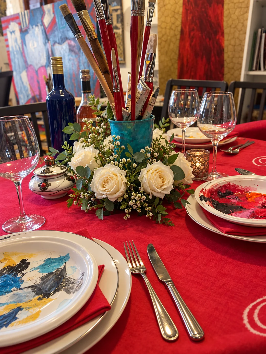 Detalle de la mesa del artista